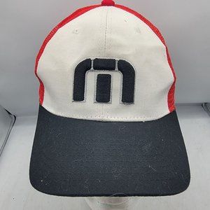 Travis Mathew White Red Trucker Hat Logo Mesh Back Breathable Lightweight Casual